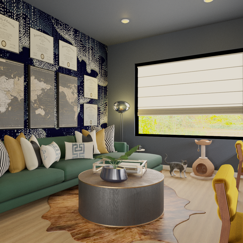 Eclectic, Glam, Midcentury Modern Office Design by Havenly Interior Designer Jamie